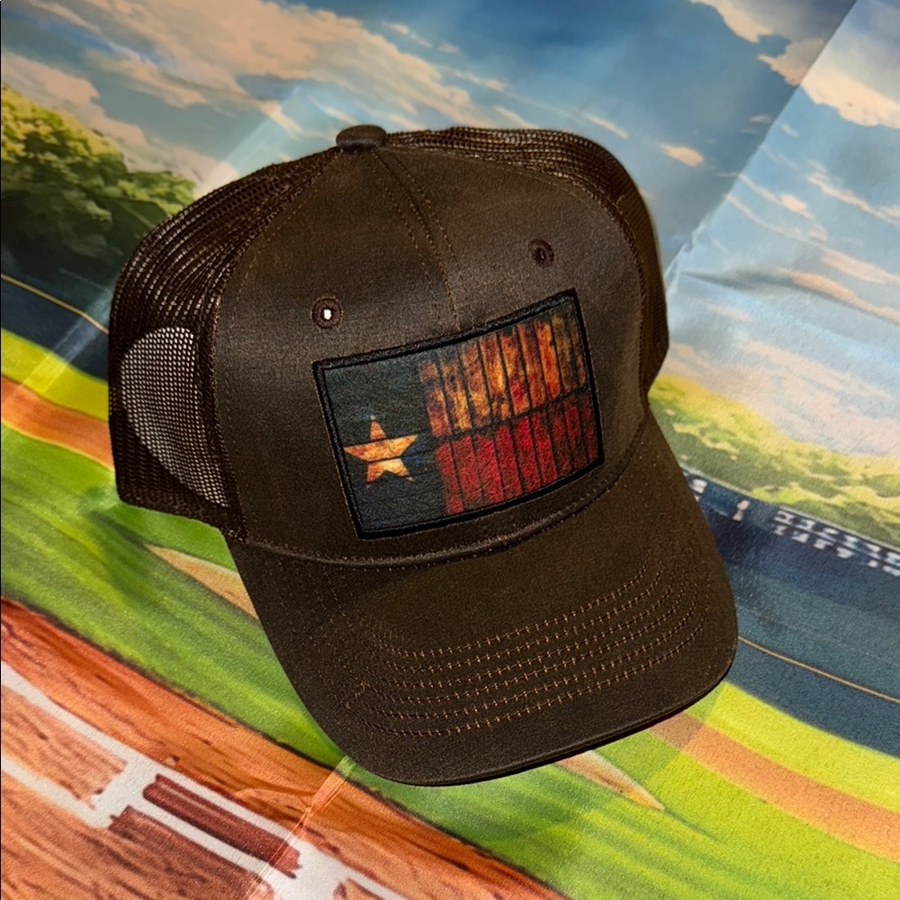 Brown Trucker Hat with  Texas Flag Patch